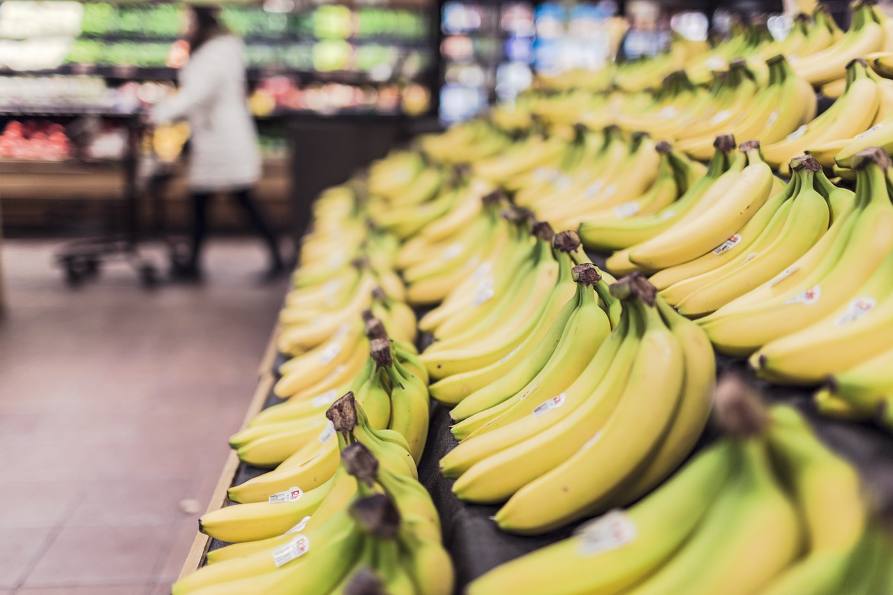 Bananas in a supermarket.