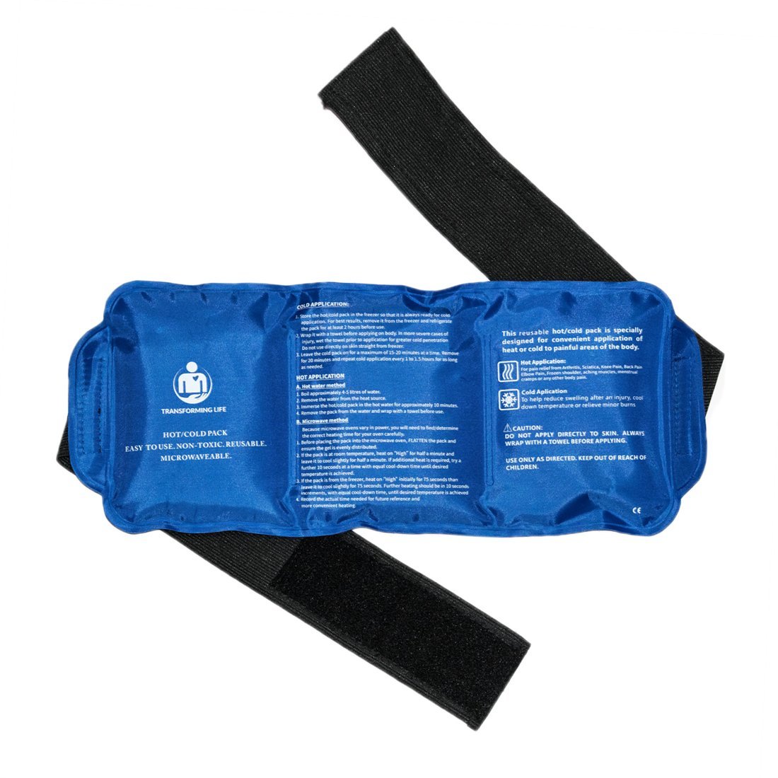 Image of a gel pack with adjustable strap, with a clickable link to Amazon.