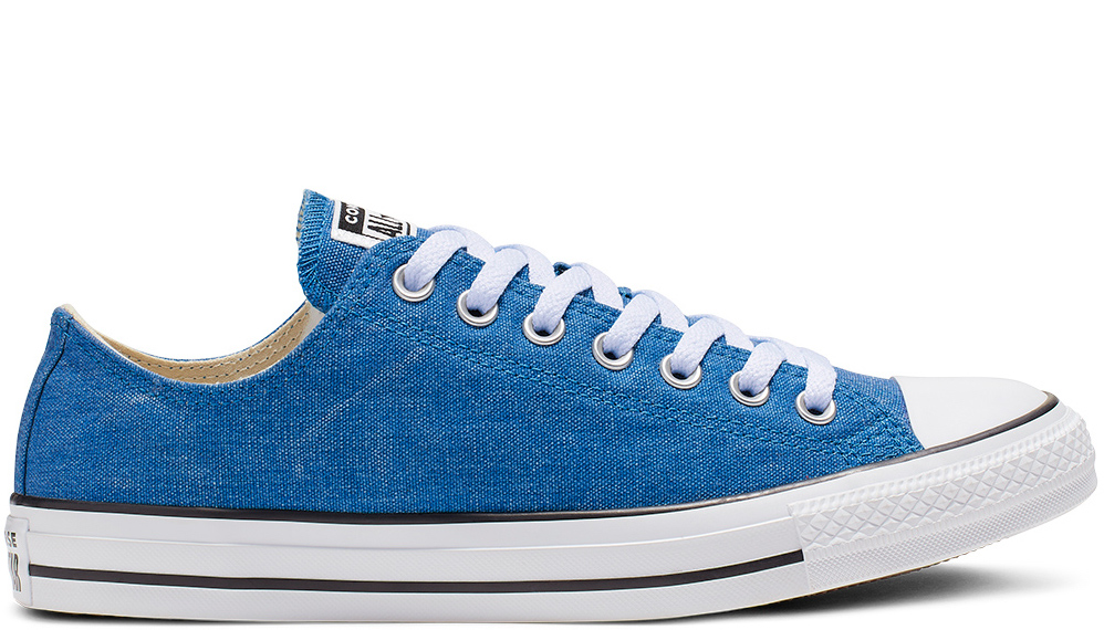 A blue Converse sneaker.