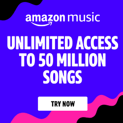 'Unlimited access to 50 million songs, try now' banner.
