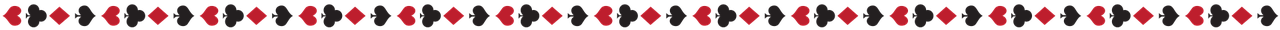 A horizontal divider made up of black clubs and red heart icons.