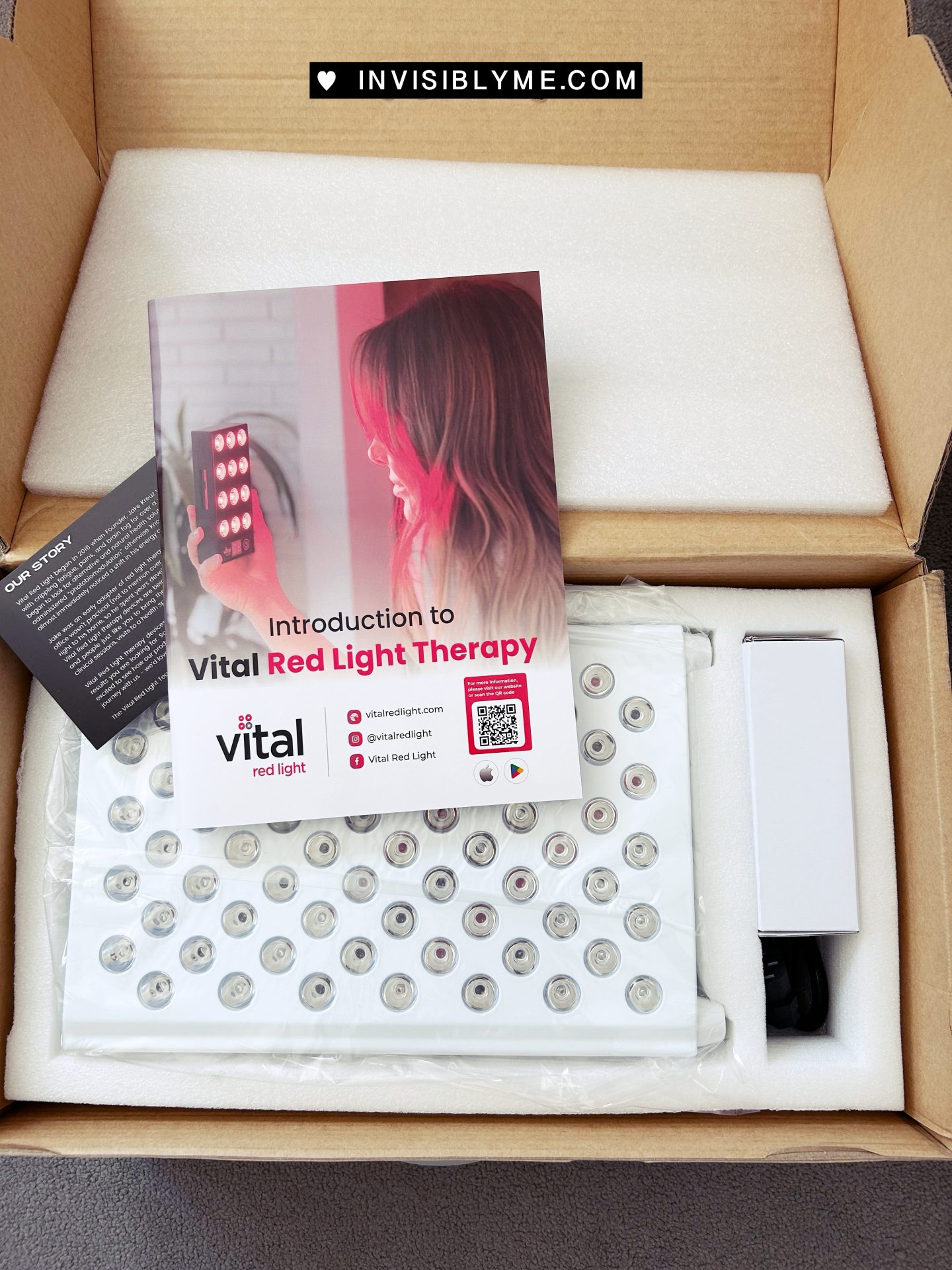The open box as I start to unbox the Vital Red Light.